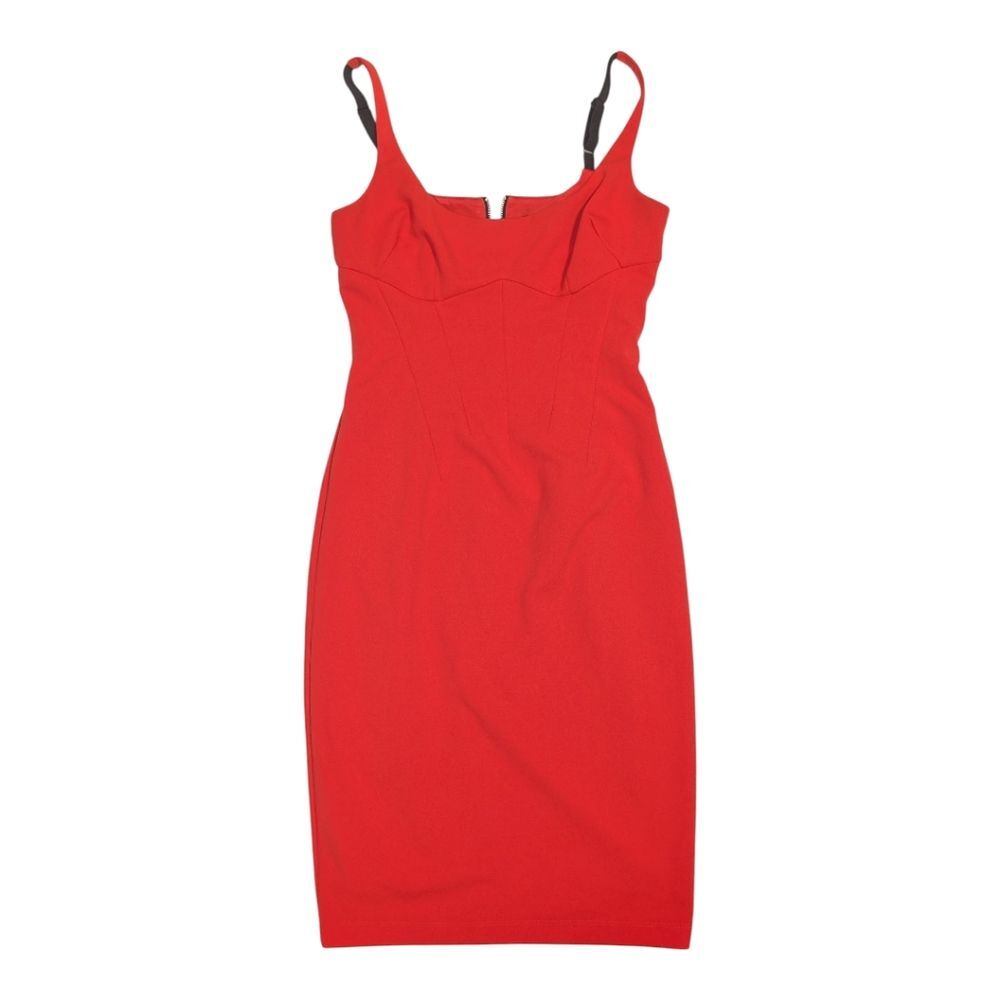 ABS Red Bustier Body Con Mini Dress